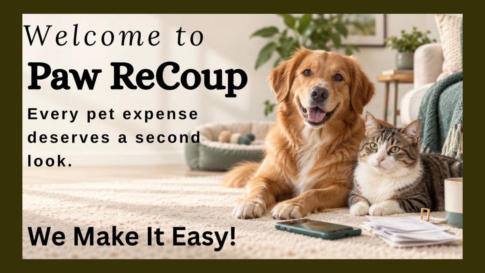 Welcome to PawReCoup. Every pet expense deserves a second look, and we make it easy.